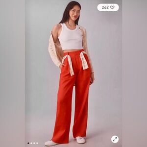 NWT Ronny Kobo Linen Krew Pants Red